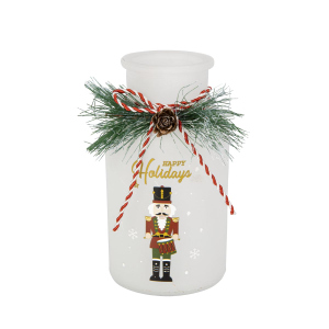 Vase - Happy Holidays - Flaschenform - ca. 6,5 x 13,5 cm