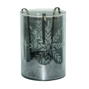 Teelichthalter Schneeflocke - schwarz - ca. 10 x 16 cm