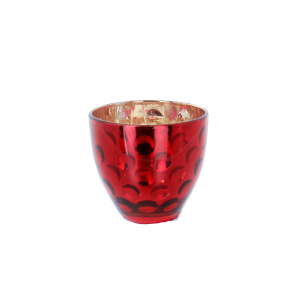 Teelichtglas Hammerschlagmuster - rot - ca. 8 x 7 cm