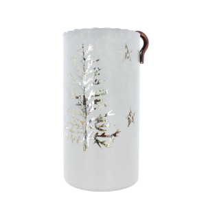 Teelichtglas - Baum - weiß - ca. 13 x 26 cm