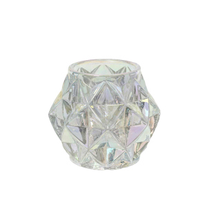 Teelichthalter - irisierend - silber oder blau - ca. 7 x 7,6 cm - 1 Stück