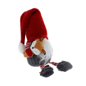 Wichtel sitzend mit Rentier - ca. 18 x 14 x 67 cm