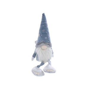 Wichtel sitzend - blau/silber - ca. 16 x 8 x 44 cm