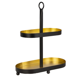 Deko-Etagere - 2 Etagen - gold/schwarz - ca. 27 x 14 x 34 cm