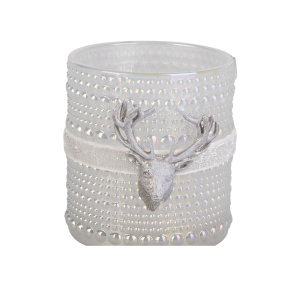 Windlicht - Hirsch - silber - ca. 7 x 8,2 cm