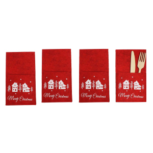 Besteckhüllen - Merry Christmas - rot - ca. 19,5 x 11 cm - 4 Stück