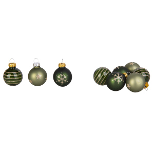 Christbaumkugeln aus Glas - Sterne/Schneeflocken/Streifen - grün/gold - ca. 3 cm - 9 Stück
