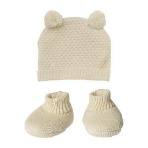 Puppen Strickset - ecru - 3-teilig - Größe 35 - 45 cm