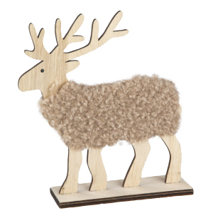 Hirsch mit Kunstfell braun - ca. 17,5 x 4,5 x 16 cm