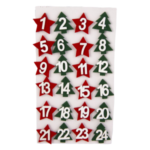Adventskalendersticker Zahlen - rot/grün/weiß - ca. 3 cm - 24 Stück