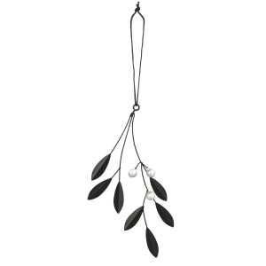 Dekohänger Mistelzweig - schwarz/silber - ca. 15 x 8 cm