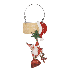 Dekohänger Merry Christmas rot/braun/weiß/grün - ca. 22 x 8,5 cm