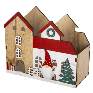 Weihnachtsdorf mit Wichtel - ca. 22,5 x 10 x 19 cm