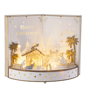 Buch-Krippenszene mit LED - ca. 32 x 14 x 26,5 cm