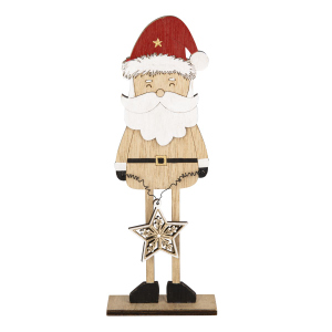 Standdeko - Weihnachtsmann - braun/weiß/rot/gold - ca. 11 x 4 x 29 cm