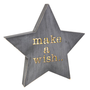 Stern - Make a wish... - mit LED - schwarz - ca. 32 x 3 x 31,5 cm