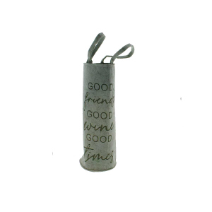 Flaschentasche - Good friends... - grün - ca. 10 x 29,5/11 cm