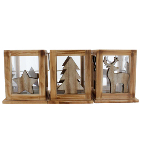 Laterne quadratisch - braun - ca. 14 x 14 x 17 cm - 1 Stück