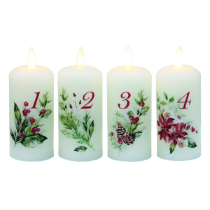 LED Adventskerzen - ca. 5 x 12,5 cm - 4 Stück