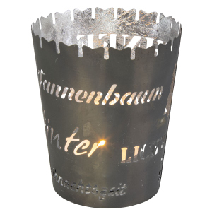 Teelichtglas Winter grau/weiß - ca. 8 x 8 cm