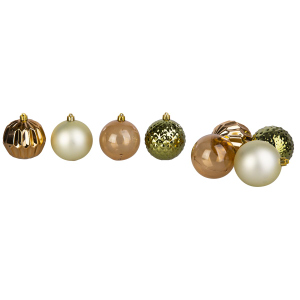 Christbaumkugeln - bruchfest - braun/grün/gold - ca. 8 cm - 24 Stück
