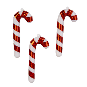 Baumhänger - Zuckerstange - bruchfest - rot/weiß - ca. 9 cm - 6 Stück