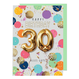Glückwunschkarte - Happy Birthday - 30 - Alles Gute - mit Umschlag