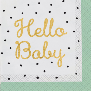 16 Partyservietten - Hello Baby - ca. 33 x 33 cm
