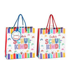 Geschenktasche - Endlich Schulkind! - ca. 22 x 22 x 8 cm - 1 Stück