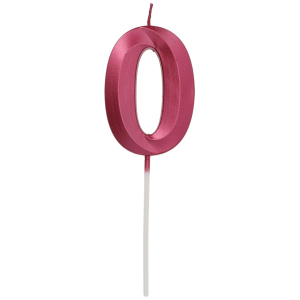 Zahlenkerze - 0 - Glamour Vibes - pink metallic - ca. 7 cm 
