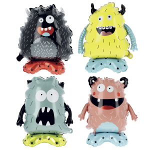 4 Folienballons - Monster Party - ca. 35 x 40 cm