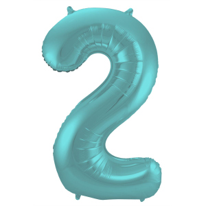 Folienballon - 2 - metall matt pastell aqua blau - ca. 86 cm lang