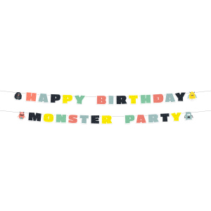 Partygirlande - Happy Birthday - Monster Party - 2-teilig - ca. 1,5 m lang