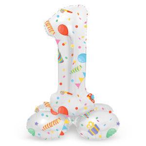 Folienballon - 1 - selbststehend - Joyful - weiß/bunt - ca. 72 cm hoch