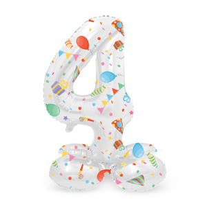 Folienballon - 4 - selbststehend - Joyful - weiß/bunt - ca. 72 cm hoch