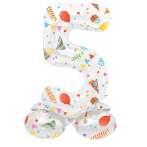 Folienballon - 5 - selbststehend - Joyful - weiß/bunt - ca. 72 cm hoch