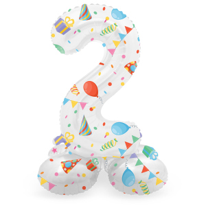 Folienballon - 2 - selbststehend - Joyful - weiß/bunt - ca. 72 cm hoch