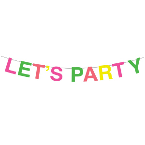 Partygirlande - Let's Party - neon - ca. 2 m