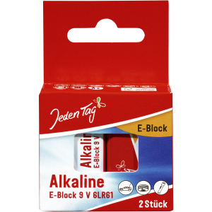Jeden Tag - Alkaline Batterien - E-Block - 9V - 6LR61 - 2 Stück