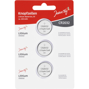 Jeden Tag - Knopfzellen - Lithium-Batterien - 3V - ca. 220 mAh - 3 Stück