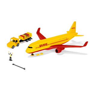 Siku Super 1702 - DHL Frachtflugzeug mit Zubehör