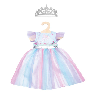 Puppenkleid mit Krone - Fee und Einhorn - Größe 28 - 35 cm