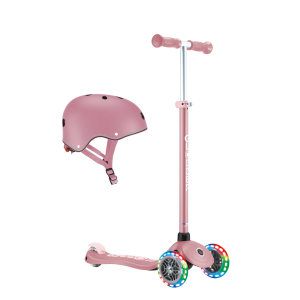 Globber - Scooter Primo Plus Lights - inkl. Helm - rosa