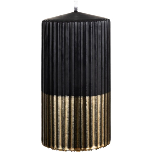 Stumpenkerze - Cora - ca. 7 x 9 cm - schwarz-antikgold