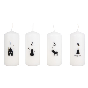 Adventskerzen-Set mit Zahlen - ca. 11 x 4,8 cm - 4 Stück