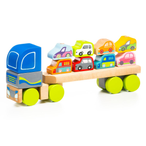 Autotransporter aus Holz - LKW mit 8 Autos