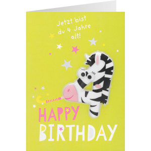 Geburtstagskarte - Happy Birthday - Jetzt bist du 4 Jahre alt!