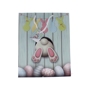 Geschenktasche Hase in Loch - ca. 26 x 12,5 x 32 cm