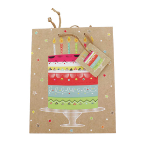 Geschenktasche Geburtstagstorte - ca. 17,5 x 9,5 x 22,5 cm