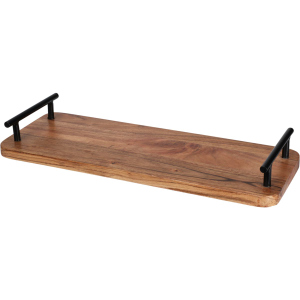 Serviertablett - Holz - 40 x 5 x 15 cm - braun/schwarz
